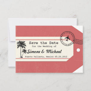 パームツリー トラベル テーマ 旅行鞄タグ Save the Date セーブザデート