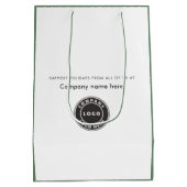 パームツリー ビジネス ロゴ クリスマス ホリデー ミディアムペーパーバッグ (裏面)