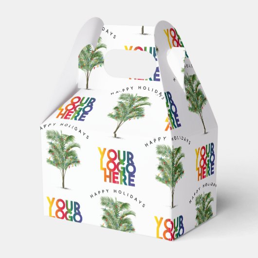 パームツリー ビジネス ロゴ ホリデー クリスマス カード フェイバーボックス (裏面サイド)