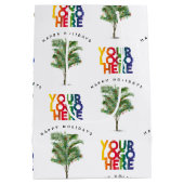 パームツリー ビジネス ロゴ ホリデー クリスマス カード ミディアムペーパーバッグ (裏面)