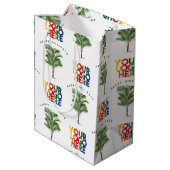 パームツリー ビジネス ロゴ ホリデー クリスマス カード ミディアムペーパーバッグ (裏面アングル)