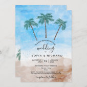 パームツリー ビーチ 海 島 熱帯 招待状 (正面/裏面)