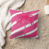 パームツリー ホットピンク ストライプ 個人用スロー枕 クッション (ブランケット)