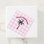 パームツリー ホワイト ピンク チェック柄 ブライダルシャワー フェイバータグ (インサイチュ)