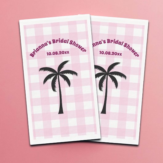 パームツリー ホワイト ピンク チェック 花嫁のシャワー