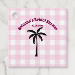 パームツリー ホワイト ピンク チェック 花嫁のシャワー フェイバータグ