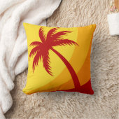 パームツリー – レトロビーチトロピカルサマーカラー クッション (ブランケット)