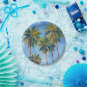 パームツリー 水彩アート トロピカル ペーパープレート (パーティー)