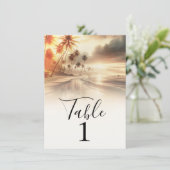 パームツリー 海岸 ビーチ 朝日 テーブル ナンバー 招待状 (スタンド正面)