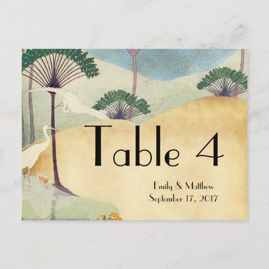 パームツリー&鶴の目的地ウェディング招待状 インビテーションポストカード (裏面)