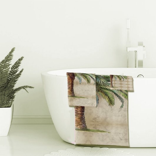 パームデイトツリーヴィンテージトロピカルサマーエレガント バスタオルセット