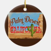 パームデザートカリフォルニアカートゥーンデザートレトロ旅行 セラミックオーナメント (裏面)