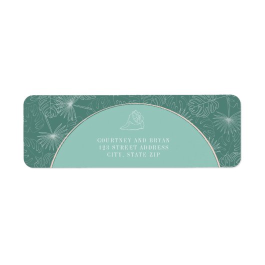パームトロピカルアクアシーシェルビーチ結婚式 ラベル (正面)