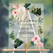 パームトロピカルカップルのシャワーアクリルウェルカムサイン アクリルサイン (ニュートラル)