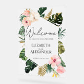 パームトロピカルカップルのシャワーアクリルウェルカムサイン アクリルサイン (傾斜)