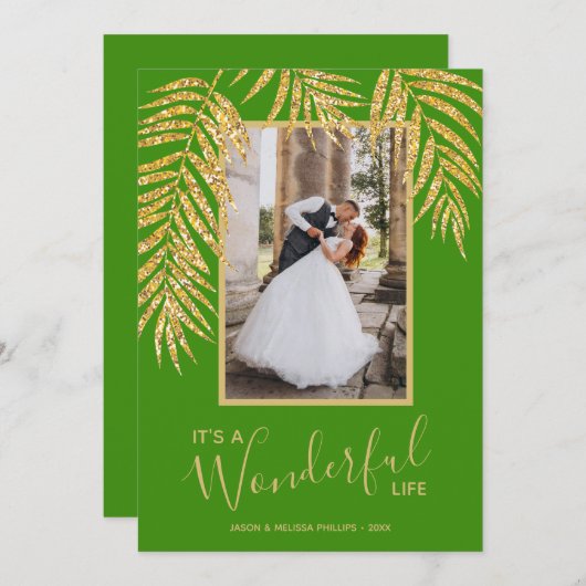 パームトロピカルクリスマスフォトホリデーカード シーズンカード (正面/裏面)