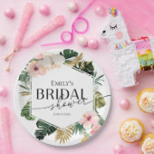 パームハイビスカストロピカルフローラブライダルシャワー ペーパープレート (パーティー)