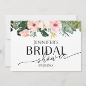 パームハイビスカストロピカルブライダルシャワーアドバイスカード 招待状 (裏面)