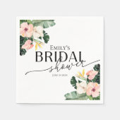 パームハイビスカストロピカルブライダルシャワーナプキンス スタンダードカクテルナプキン (正面)