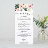 パームハイビスカストロピカルブライダルシャワーメニューカード (スタンド正面)