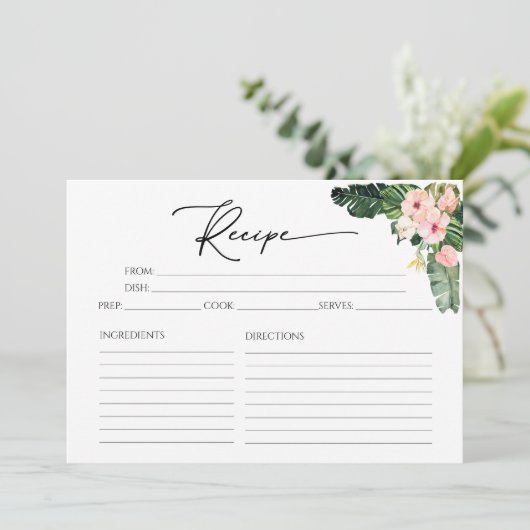 パームハイビスカストロピカルブライダルシャワーレシピカード 招待状 (スタンド正面)
