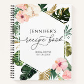 パームハイビスカストロピカルブライダルシャワーレシピブック ノートブック (正面)
