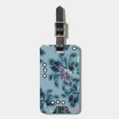 パームハワイアンブルーブラックモノグラムパーソナライズされた ラゲッジタグ (正面縦)