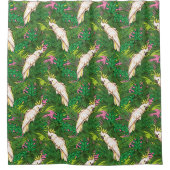 パームパターン付きオ葉ウム シャワーカーテン (正面)