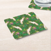 パームパターン付きオ葉ウム スクエアペーパーコースター (アングル)