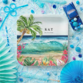 パームパラダイストロピカルビーチ結婚式、シャワー、ルアウ(ハワイ式宴会) ペーパープレート (パーティー)