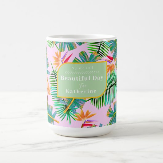 パームパラダイスピンク コーヒーマグカップ (中央)