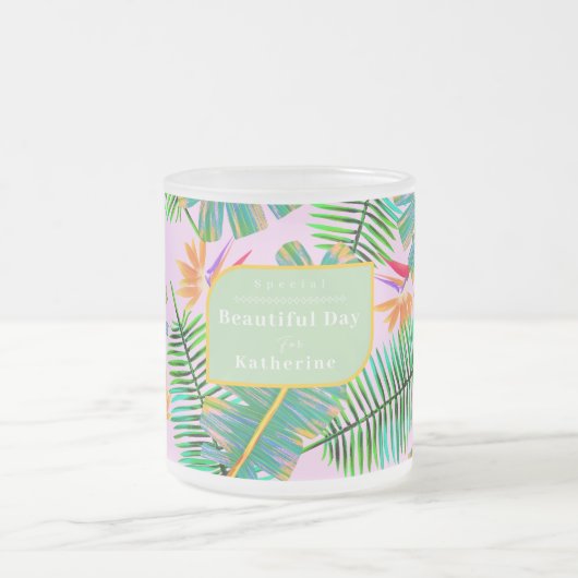 パームパラダイスピンク フロストグラスマグカップ (中央)