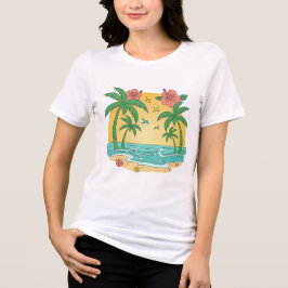 パームパラダイス - 女性用トロピカルサマーのTシャツ トライブレンドＴシャツ