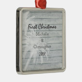 パームパーソナライズされたの木～ウッドビーチ1stクリスマス メタルオーナメント (右)