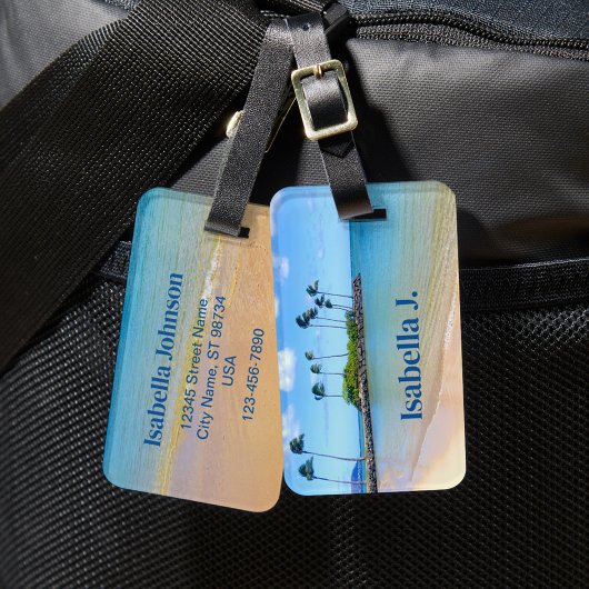 パームパーソナライズされたツリーサンディビーチラゲージタグ ラゲッジタグ