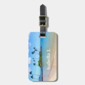 パームパーソナライズされたツリーサンディビーチラゲージタグ ラゲッジタグ (正面縦)