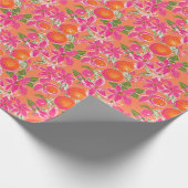 パームビーチクリスマスウォーターカラーオレンジオーナメント ラッピングペーパー (角)