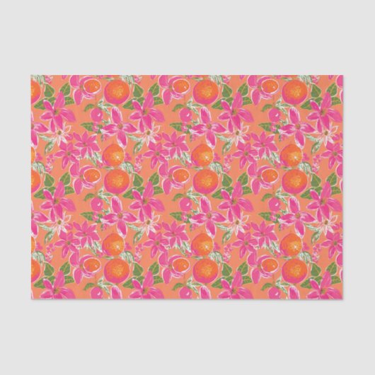 パームビーチクリスマスウォーターカラーオレンジオーナメント 薄葉紙 (正面)