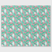 パームビーチクリスマスウォーターカラーサンタ ラッピングペーパー (フラット)