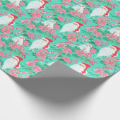 パームビーチクリスマスウォーターカラーサンタ ラッピングペーパー (角)