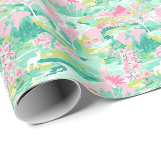 パームビーチクリスマスウォーターカラートナカイ ラッピングペーパー (ロールコーナー)