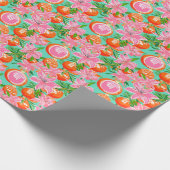 パームビーチクリスマスウォーターカラートロピカルオーナメント ラッピングペーパー (角)