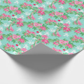 パームビーチクリスマスウォーターカラートロピカルオーナメント ラッピングペーパー (角)