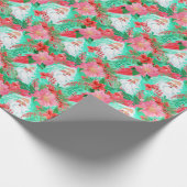 パームビーチクリスマスウォーターカラートロピカルサンタ ラッピングペーパー (角)