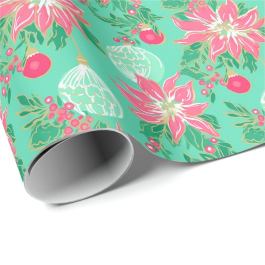 パームビーチクリスマスウォーターカラーフローラオーナメント ラッピングペーパー (ロールコーナー)