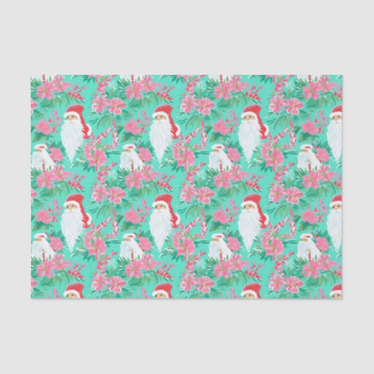 パームビーチクリスマスウォーターカラーフローラサンタ 薄葉紙 (正面)