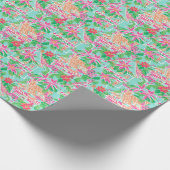 パームビーチクリスマスウォーター色ジンジャーブレッドハウス ラッピングペーパー (角)