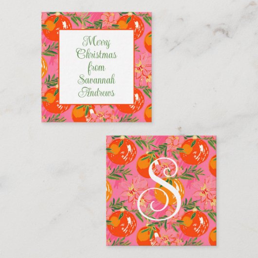 パームビーチクリスマスピンクオーナメントギフトエンクロージャー ノートカード (正面/裏面)