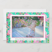 パームビーチクリスマスピンクグリーンジンジャーブレッド写真 シーズンカード (正面)