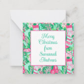 パームビーチクリスマスピンクグリーンストッキングエンクロージャ ノートカード (正面)